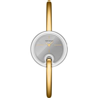 Tory Burch The Small Pierced Two-Tone Bangle Bracelet Watch, 30mm in Two Tone at Nordstrom