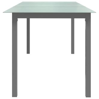 Berkfield Home Garden Table Light Grey 190x90x74 cm Aluminium & Glass | Size: 190 x 90 x 74 cm