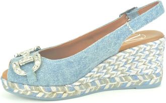 Viguera Jeans Sand.+Gar. jute-Spie Z - Dames - Sleehakken - Blauw - 38 EU - Jute - Schoenen