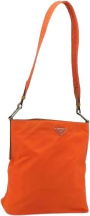 Prada Pre-owned Cross Body Bags, female, Orange, Size: ONE SIZE Pre-owned Vintage Nylon Shoulder Bag