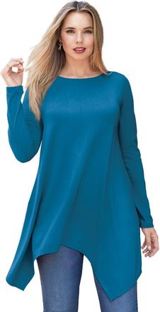 Roaman's Plus Size Ultimate Handkerchief Hem Tunic in Peacock Teal at Nordstrom, Size Small