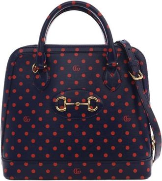 Gucci Pre-owned Gucci Small Calfskin Polka Dot Horsebit 1955 Top Handle Satchel Ladies X7RW16ZAL28X98LR