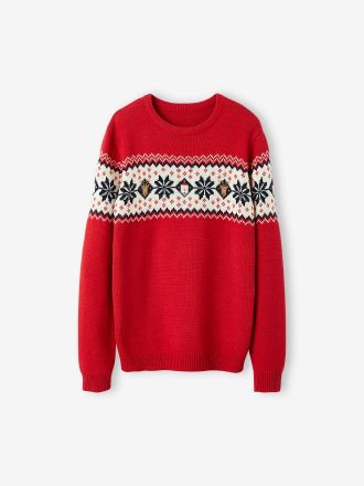 Vertbaudet Eltern Weihnachts-Pullover Capsule Collection FAMILIE Oeko-Tex rot