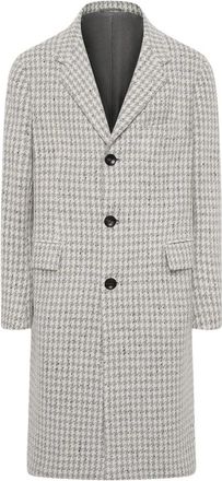 Kiton Houndstooth Cashmere Blend Jas - Heren - Mantel - Grijs - L - Wol - Jassen