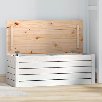 vidaXL Caja De Almacenaje Madera Maciza De Pino Blanco 89x36,5x33 Cm Vidaxl