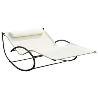 OUTSUNNY Hammock Chair Sun Bed Rock Seat w/ Metal Texteline W/ Pillow Cream | TJ Hughes