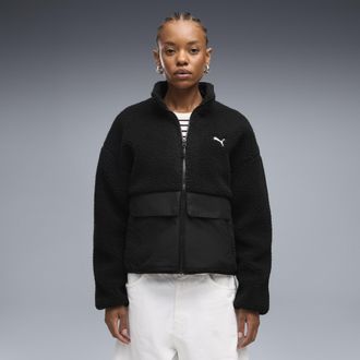 Puma Giacca in pile dal taglio morbido RE:FIBRE da donna, Abbigliamento, Nero, XL