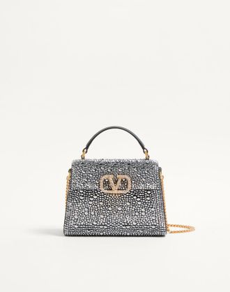 Valentino Garavani Borsa A Mano Mini Valentino Garavani Vsling Con Strass E Logo Gioiello Donna CRYSTAL UNI