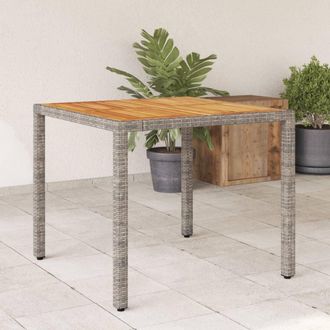 vidaXL Mesa De Jard&iacute;n Superficie Madera Acacia Rat&aacute;n Gris 90x90x75 Cm Vidaxl