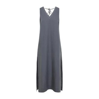 PESERICO Peserico, Maxi Dresses, female, Blue, Size: M Long Pure Linen Dress