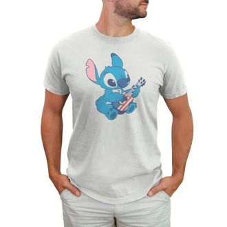 Lilo & Stitch Mens Lilo & Stitch American Flag Guitar Stitch Graphic T-Shirt in White at Nordstrom, Size Xxx-Large