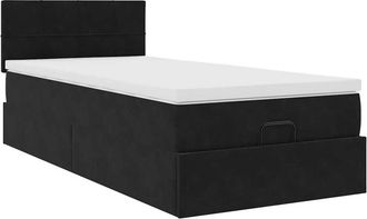 vidaXL Estructura De Cama Otomana Colch&oacute;n Terciopelo Negro 100x200cm Vidaxl
