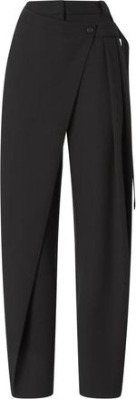 Pinko Broek met overslag en wijde pijpen - Dames - Wijde Broeken - Zwart - XS - Leer - Broeken