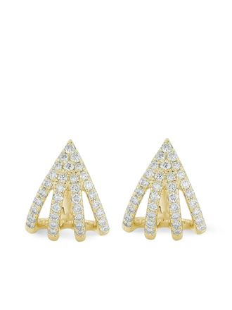 Dana Rebecca Designs Yellow Gold Diamond Burst Huggie Earrings - women - 14kt Yellow Gold/Diamond - One Size