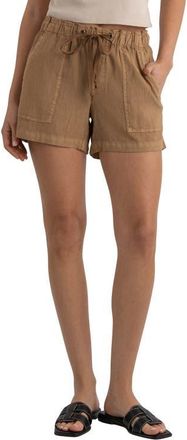 Kut from the Kloth Katana Drawstring Linen Blend Shorts in Wood at Nordstrom, Size X-Small