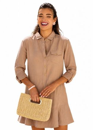 Cabana Life Gauze Button Front Shirt Dress in Brown at Nordstrom, Size X-Small
