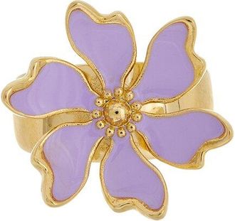 Oscar De La Renta Cherry Blossom Enameled Flower Ring