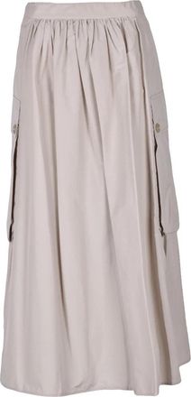 Department Five Beige Flared Cotton-Blend Gathered Midi Skirt