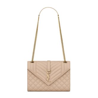 Saint Laurent Tassen, Dames, Beige, ONE Size, Leer, Envelope Medium Bag
