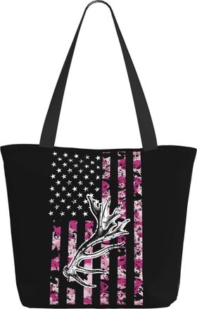 AOOEDM America Flag Hunting Camouflage-Deers Ladies Shopping Bag 13x11x7in.The Perfect ValentineS Day Gift.It Is The Best ValentineS Day Gift For Mom, Daught