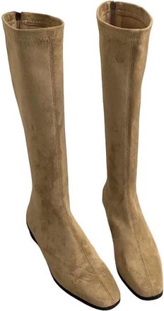 Generic Womens Vintage Slim Knee High Boots Thick Heel Long Booties Elegant Shoes For Cold Weather