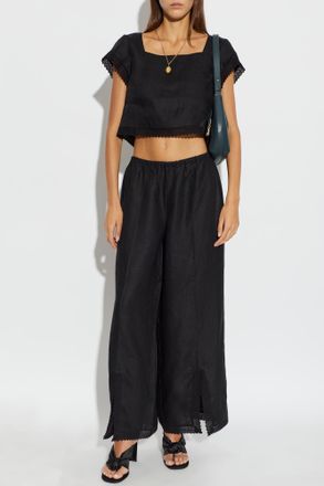 Poss&eacute; Linen Top Alfie, Womens, Black