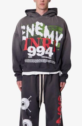 mnml Enemy Oversize Cotton Pullover Hoodie in Washed Black at Nordstrom, Size X-Small