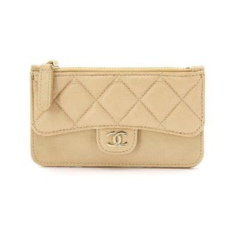 Chanel Beige Grained Calfskin Coin Purse/Coin Case (Pre-Owned)