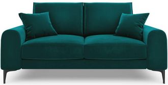 BLOOMINGLOFT 2-Sitzer Designsofa Madara mit Samtbezug - Beine Schwarz
