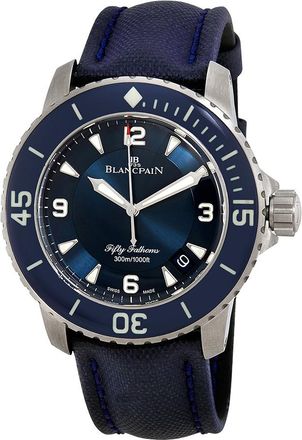 Blancpain Pre-owned Blancpain Fifty Fathoms Automatic Blue Dial Mens Watch 5015-12b40-98