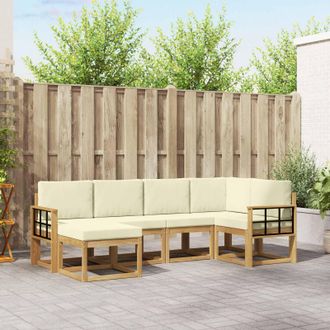 vidaXL Vidaxl Set Di Divani Da Esterno 6 Pz Bianco E Crema Poliestere