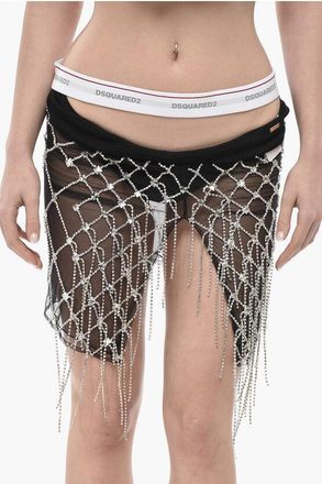 Dsquared2 Tulle Mini Skirt with All-Over Jewels size 38