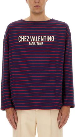 Valentino Garavani Long Sleeve T-Shirt With Chez Valentino Print-Uomo