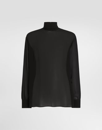 Dolce & Gabbana Silk Georgette Shirt - Man Shirts Black Silk 46