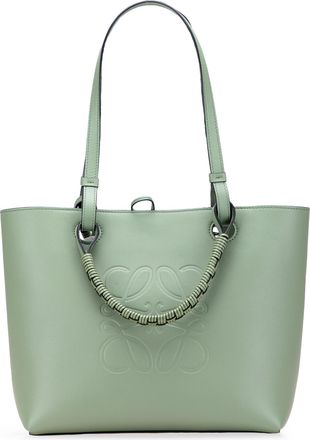 Loewe Pre-owned Womens Anagram Tote Bag - Sage Green Leather - One Size