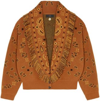 Alanui bandana-pattern cashmere cardigan - women - Virgin Wool/Cashmere - S - Brown