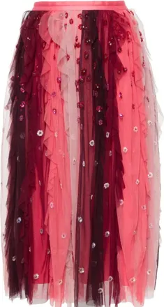 Needle & Thread Tulle Sequin Embellished Midi Skirt Size XS