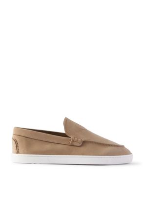Christian Louboutin Moonboat Logo-Embossed Nubuck Loafers