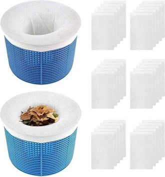 OEM 30 Tiras Filtrantes Para Skimmer De Piscina (para Cesta De Piscina) - Tiras El&aacute;sticas De Nailon Para Skimmer De Piscina - Atrapan Hojas Y Cabello (bla
