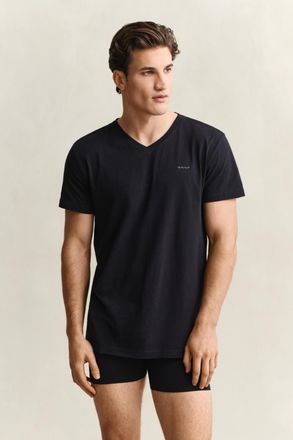 GANT Men 2-Pack V-Neck T-Shirts (XXXL) BLACK / WHITE