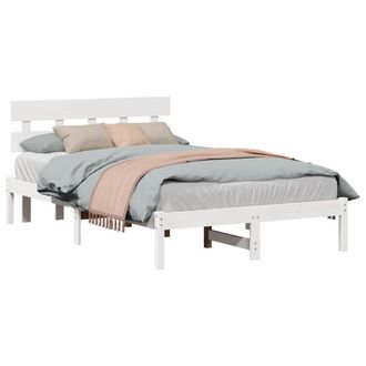Berkfield Home White Bed Frame with Headboard White 120x200 cm Solid Wood Pine