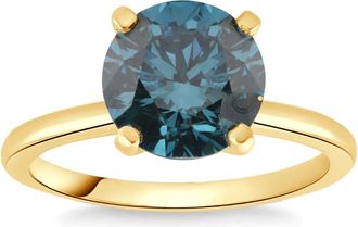 Pompeii3 1 1/2Ct Round Blue Diamond Engagement Ring 14k White or Yellow Gold Lab Grown