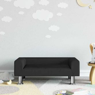 vidaXL Sof&aacute; Para Ni&ntilde;os De Terciopelo Negro 70x45x26,5 Cm Vidaxl
