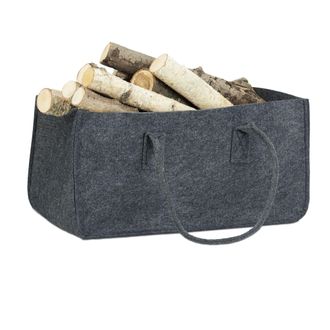 Relaxdays Relaxdays - 8x Bolsas Para Le&ntilde;o Con Asas Largas, Fieltro, 25 X 25 X 50 Cm, Color Antracita