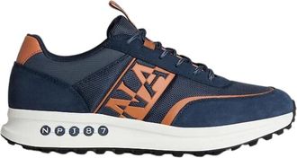 Napapijri Blauwe Leren en Stoffen Lage Sneakers - Heren - Sneakers - Blauw - 41 EU - Leer - Schoenen