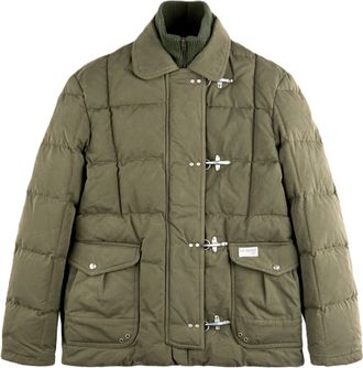 Fay Olive Green Quilted Toggle Boxy Jacket