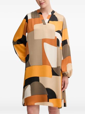 Joseph Ribkoff V-neck geometric-pattern midi dress - Neutrals