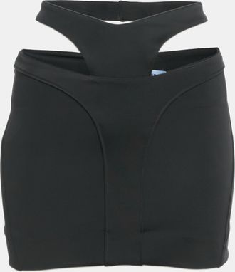 MUGLER Black Jersey Cut-Out Waist Mini Skirt
