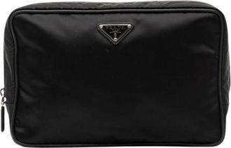 Prada Pre-owned Clutches, female, Black, Size: ONE SIZE Pre-owned Vintage Nylon Clutch