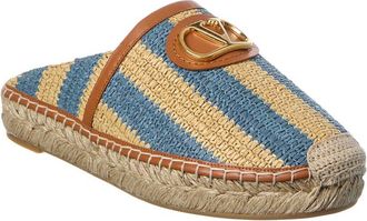 Valentino Vlogo Signature Straw & Leather Mule